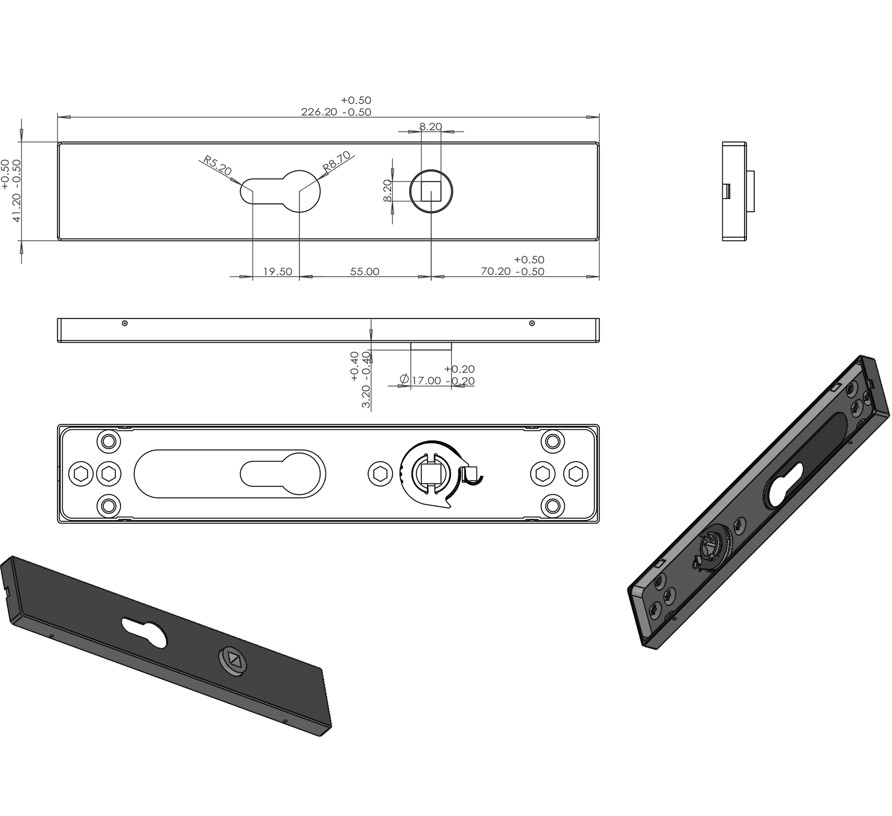 Differnz deurklink Rotterdam op rechthoekig schild PC55 mat zwart - Afbeelding 3