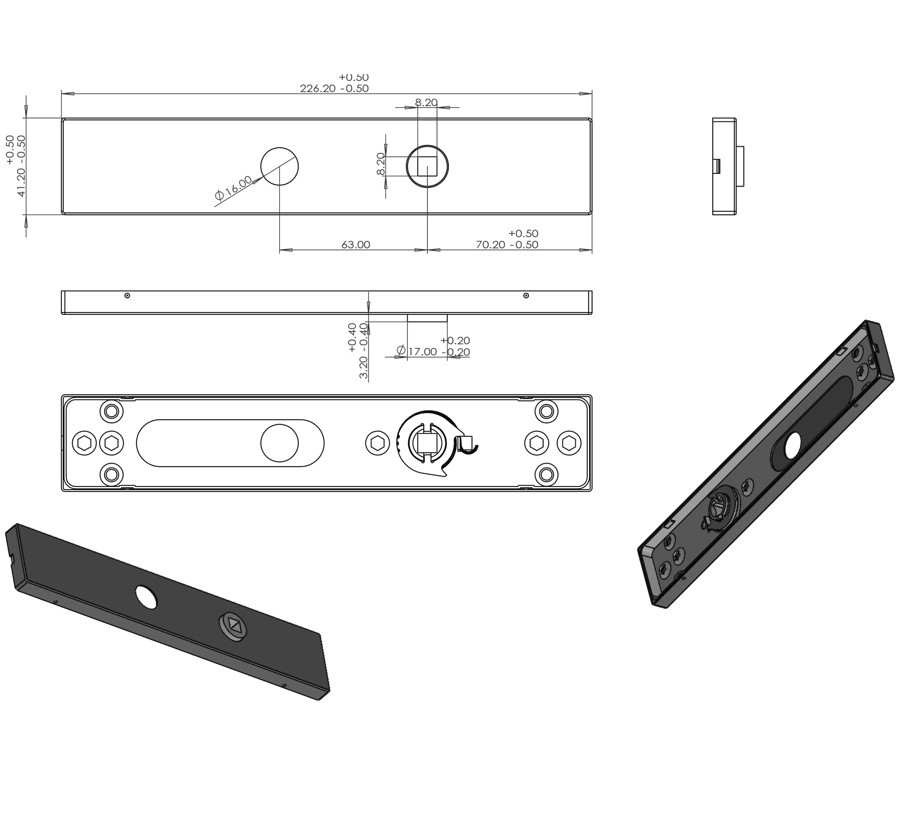 Differnz deurklink Rotterdam op rechthoekig schild WC63/8 mat zwart - Afbeelding 3