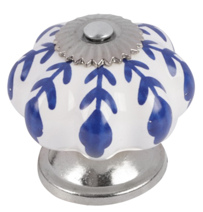 Differnz meubelknop klassiek 40 mm blauw wit