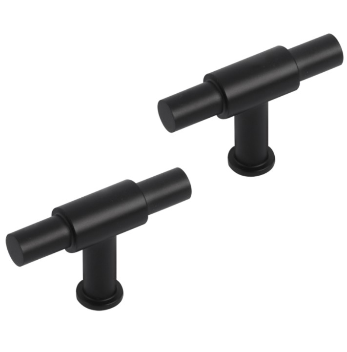 Differnz meubelknop t-model 56 mm mat zwart 2 stuks