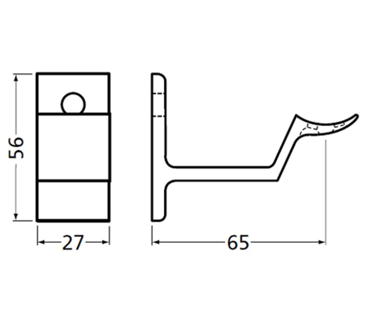 Leuninghouder type 3543-01 hol M8 65 mm aluminium F1 - Afbeelding 2