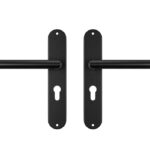 AXA binnendeurbeslag Oval PC55 met deurklink Milan aluminium zwart