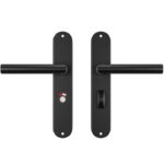 AXA binnendeurbeslag Oval WC638 met deurklink Milan aluminium zwart