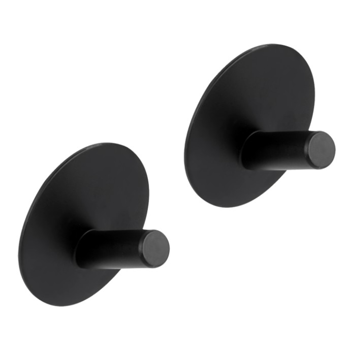 Differnz haak zelfklevend rond schuin rvs mat zwart 2 stuks