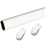 Garderobestang 1.5 meter met dragers ovaal geribbeld wit