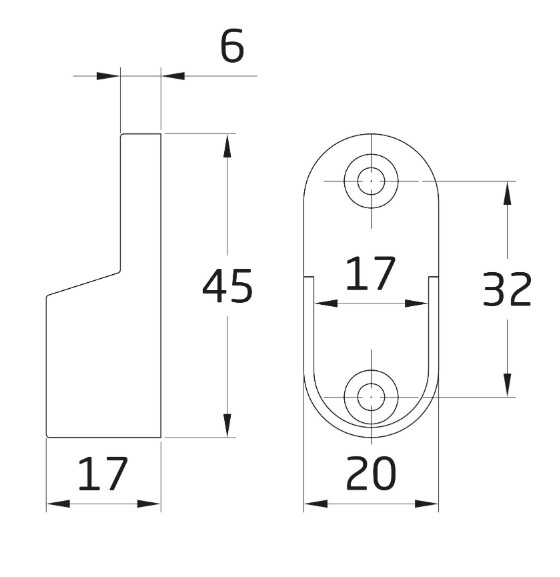 Garderobestang 1 meter met dragers ovaal geribbeld wit - Afbeelding 5