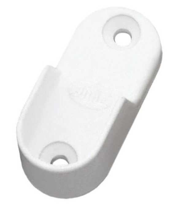 Garderobestang 1 meter met dragers ovaal geribbeld wit - Afbeelding 3