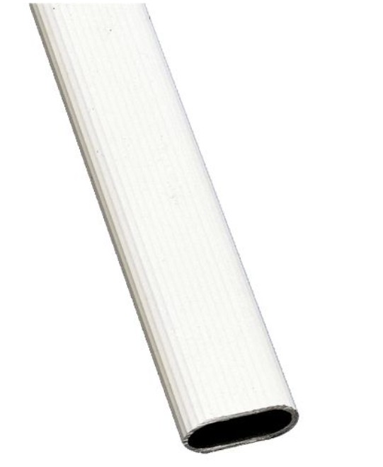 Garderobestang 1 meter met dragers ovaal geribbeld wit - Afbeelding 2