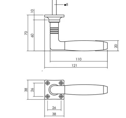 Intersteel enkele deurklink Ton basic met rozet 38x38x6mm nikkel mat/zwart - Afbeelding 2