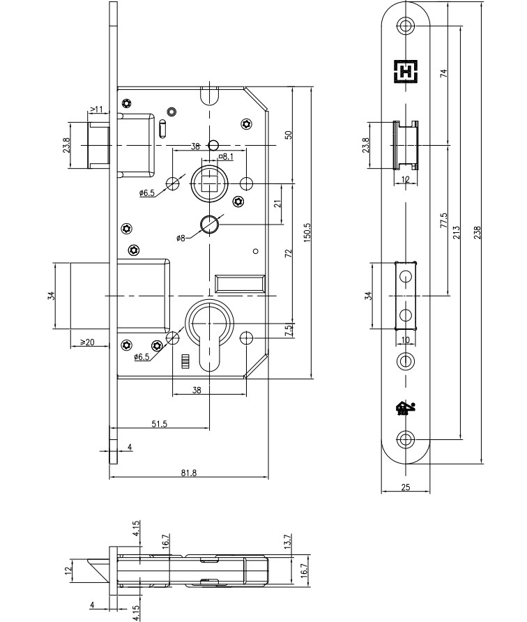 ODShop complete set voor poortdeuren PC72 rvs - Afbeelding 9