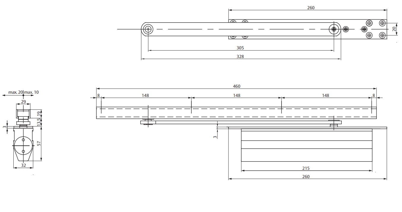ASSA ABLOY deurdranger met glijarm sterkte 3 zilver - Afbeelding 2