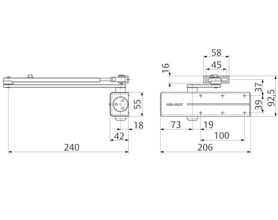 ASSA ABLOY deurdranger met schaararm sterkte 2-4 zwart - Afbeelding 2