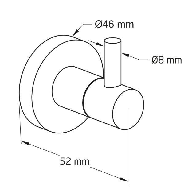 Badkamerhaak 46x55x52 mm rvs verchroomd - Afbeelding 2
