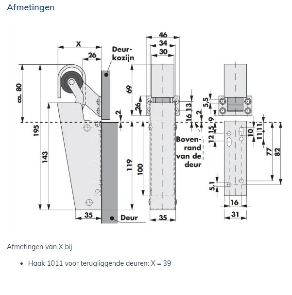Dictator deuropvanger type 1600 N50 haak 1011 zwart - Afbeelding 2
