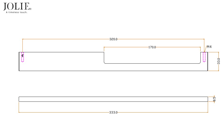 Meubelgreep Jolie A-Symm 320 mm antiek brons - Afbeelding 2