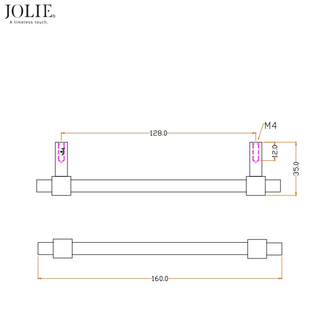 Meubelgreep Jolie Cross 128 mm antiek goud - Afbeelding 2
