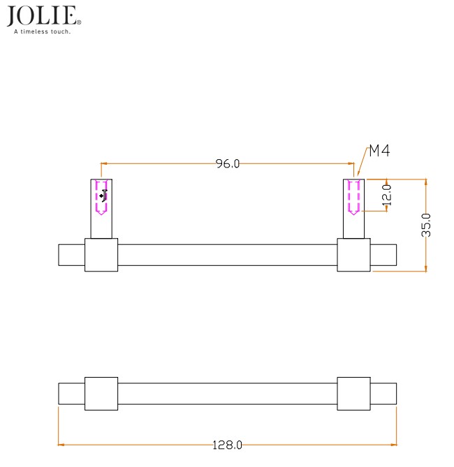 Meubelgreep Jolie Cross 96 mm oud zilver - Afbeelding 2