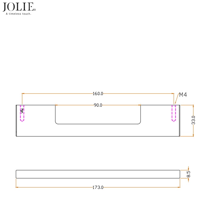 Meubelgreep Jolie Symm 160 mm antiek brons - Afbeelding 2