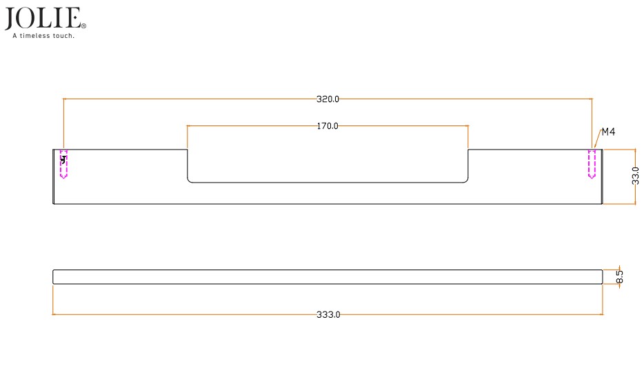 Meubelgreep Jolie Symm 320 mm antiek brons - Afbeelding 2