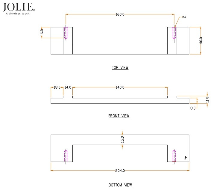 Meubelgreep Jolie Ville 160 mm zwart - Afbeelding 2