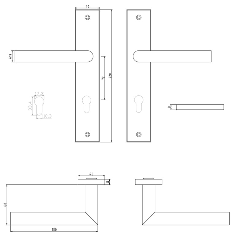 ODShop poortdeur set met beslag, slot PC72 en cilinder 40/40 rvs - Afbeelding 3