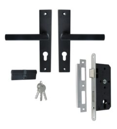 ODShop poortdeur set met beslag, slot PC72 en cilinder 4040 zwart