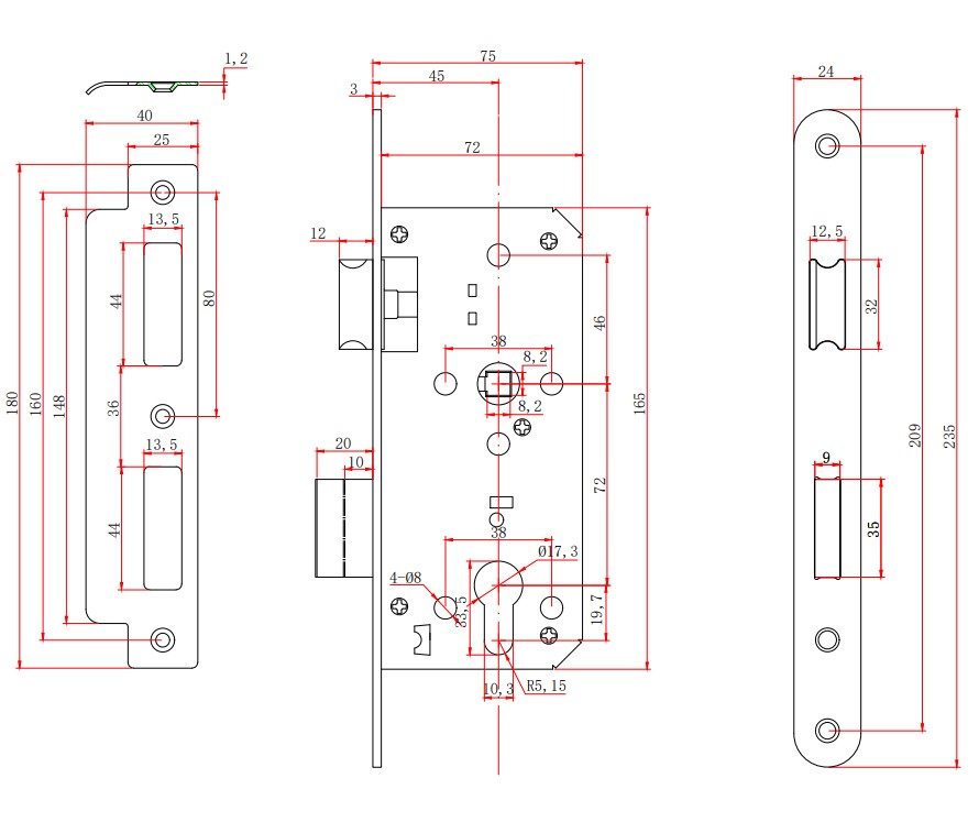 ODShop poortdeur set met beslag, slot PC72 en cilinder 40/40 zwart - Afbeelding 5