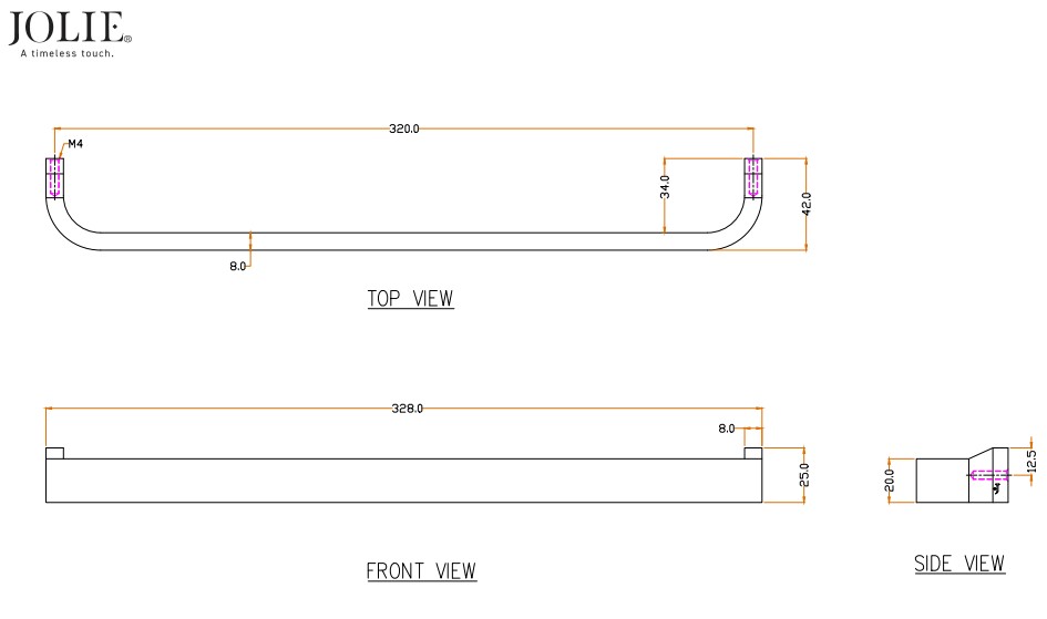 Meubelgreep Jolie Liv 320 mm zwart - Afbeelding 2