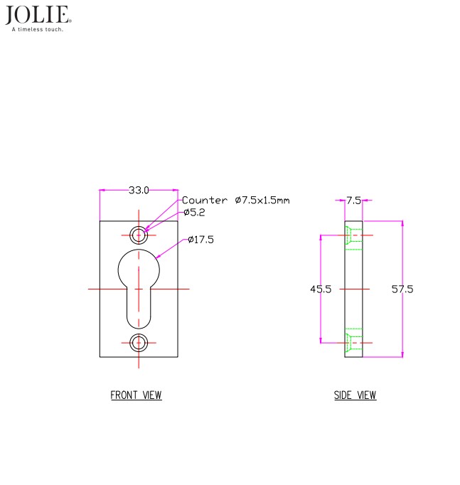 Cilinderplaatje Jolie rechthoekig 57.5x33 mm oud zilver - Afbeelding 2