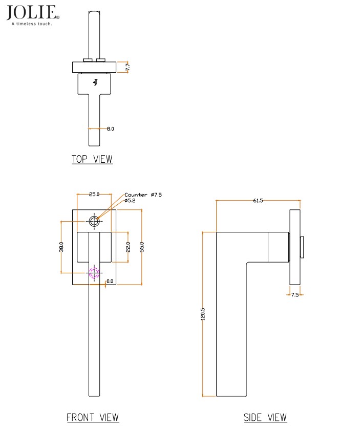 Deurklink Jolie Evoke op rechthoekig rozet zwart - Afbeelding 2