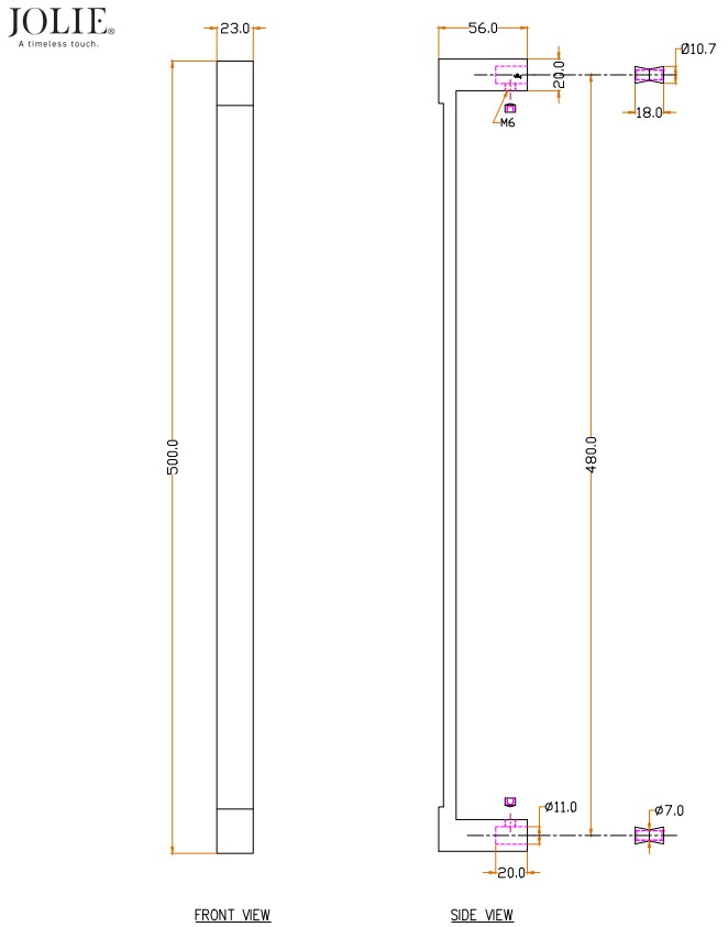 Greep Jolie Anvil 480 mm antiek brons - Afbeelding 2