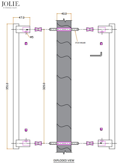 Greep Jolie Core 320 mm antiek brons - Afbeelding 3