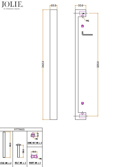 Greep Jolie Rebel 320 mm antiek brons - Afbeelding 2