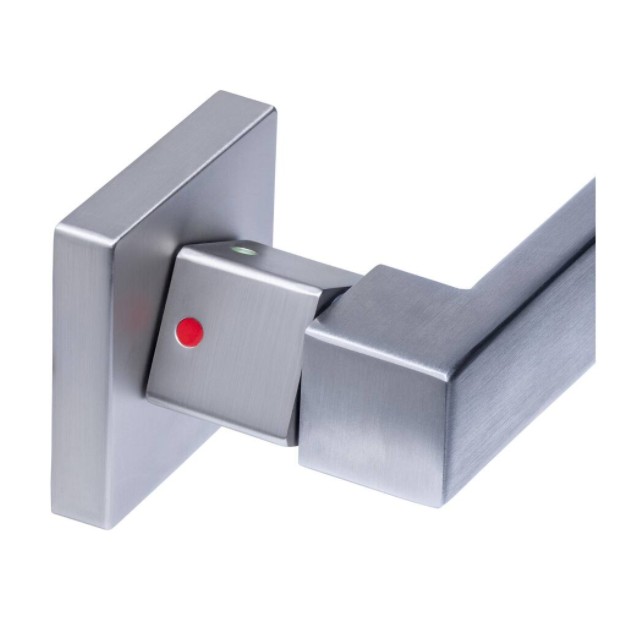 Intersteel deurklink Cunera met blokkeer mechanisme op rozet verdekt 52x52x10mm rvs - Afbeelding 3