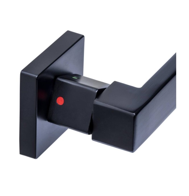 Intersteel deurklink Cunera met blokkeer mechanisme op rozet verdekt 52x52x10mm zwart - Afbeelding 3