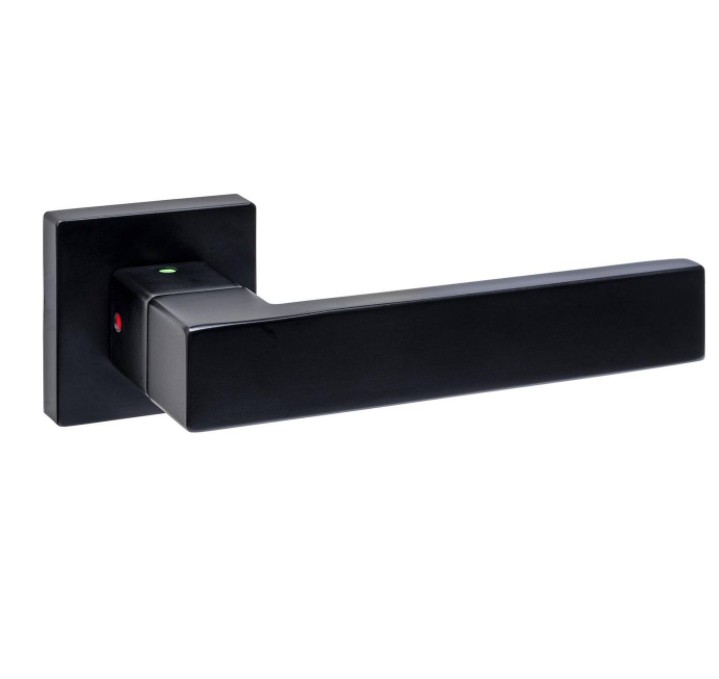 Intersteel deurklink Cunera met blokkeer mechanisme op rozet verdekt 52x52x10mm zwart