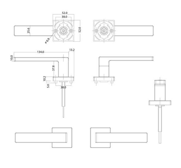 Intersteel deurklink Cunera op rozet verdekt 52x52x10mm zwart - Afbeelding 2