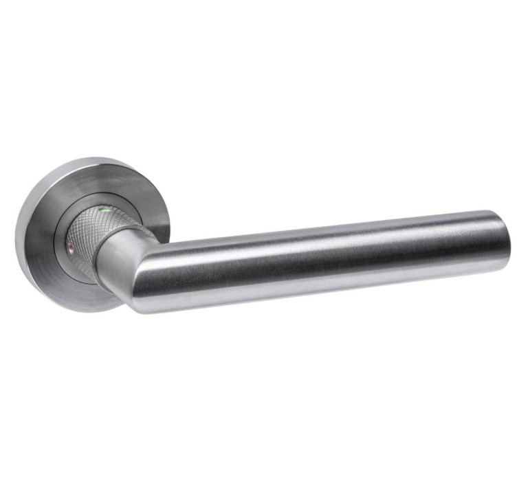 Intersteel deurklink Sicura met blokkeer mechanisme op rozet verdekt ø53x10mm rvs