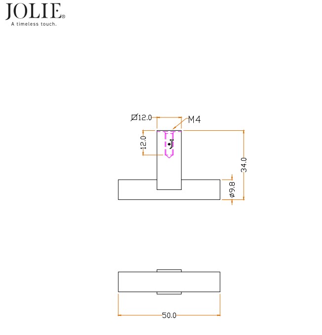Meubelknop Jolie Core 50x12 mm antiek brons - Afbeelding 2