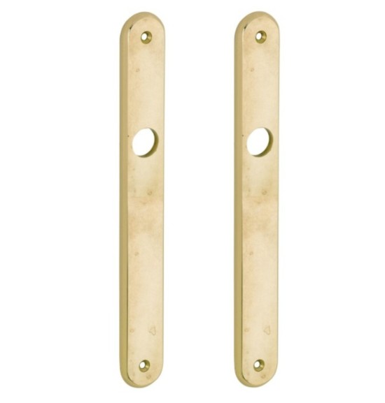 Set van twee langschilden smal blind messing antiek