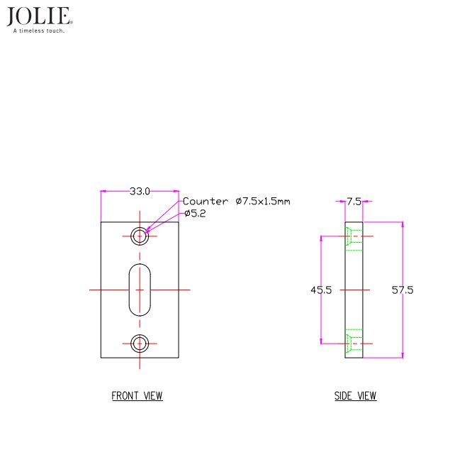 Sleutelplaatje Jolie rechthoekig 57.5x33 mm zwart - Afbeelding 2