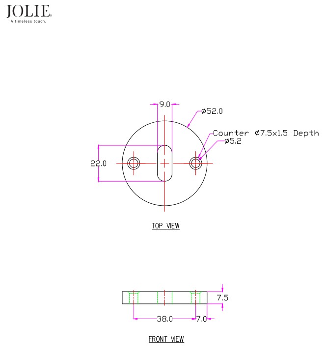 Sleutelplaatje Jolie rond 52 mm antiek goud - Afbeelding 2