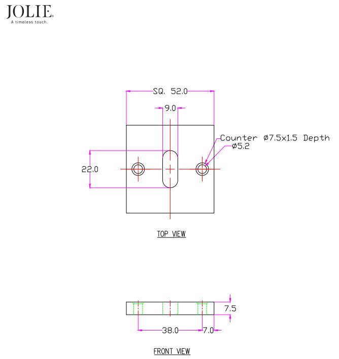 Sleutelplaatje Jolie vierkant 52 mm antiek goud - Afbeelding 2