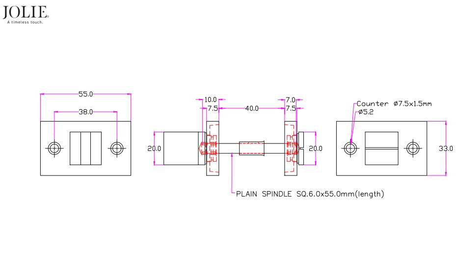 Toiletgarnituur Jolie rechthoekig 55x33 mm zwart - Afbeelding 2