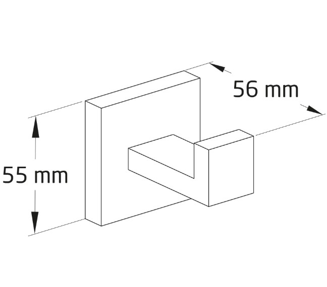 Badkamerhaak 55x55 mm rvs zwart - Afbeelding 2