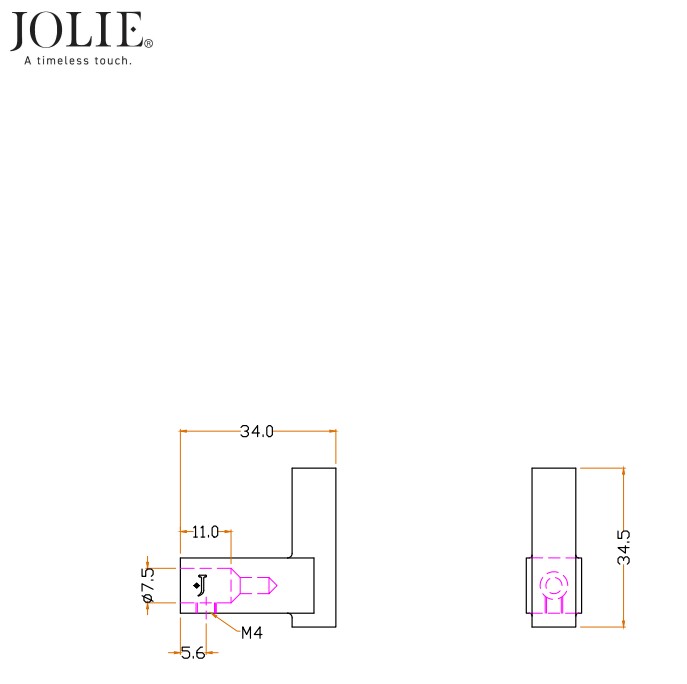 Kapstokhaak Jolie Core 34x34 mm oud zilver - Afbeelding 2