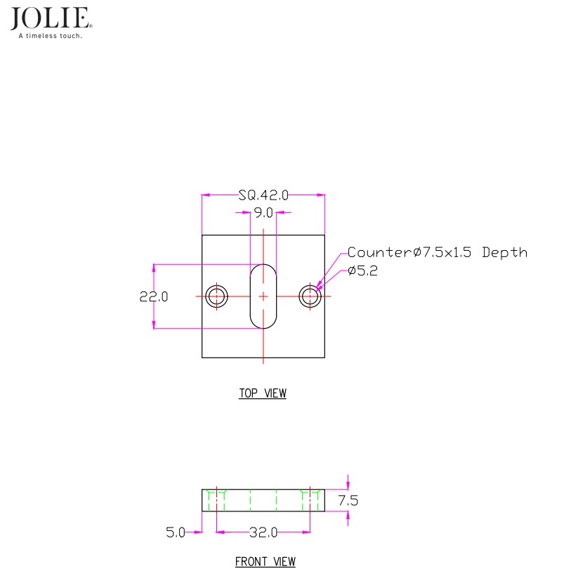 Sleutelplaatje Jolie vierkant 42 mm antiek goud - Afbeelding 2