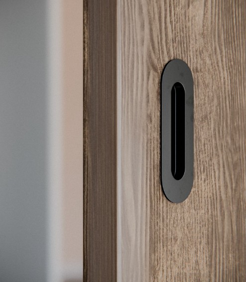 Inbouw schuifdeurkom ovaal 120x40 mm mat zwart - Afbeelding 3