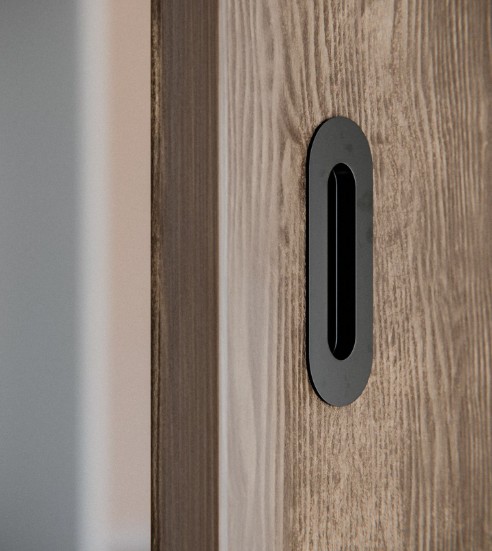 Inbouw schuifdeurkom ovaal 150x50 mm mat zwart - Afbeelding 3