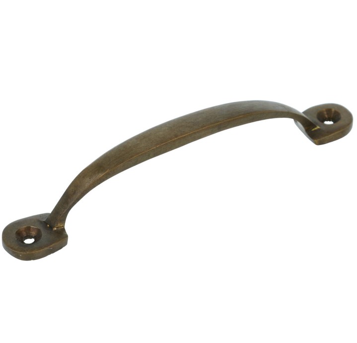 Meubelgreep smal 120 mm messing antiek